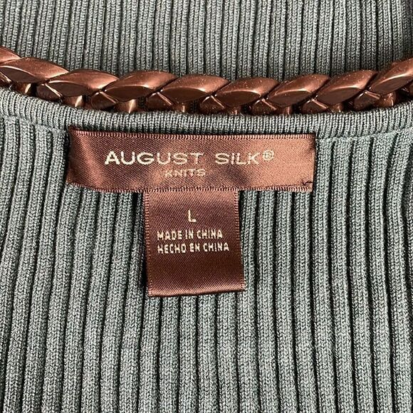 August Silk Ladies Sleeveless Top w/ Acrylic Chain Shoulder Straps, Size L,Green - Picture 7 of 7